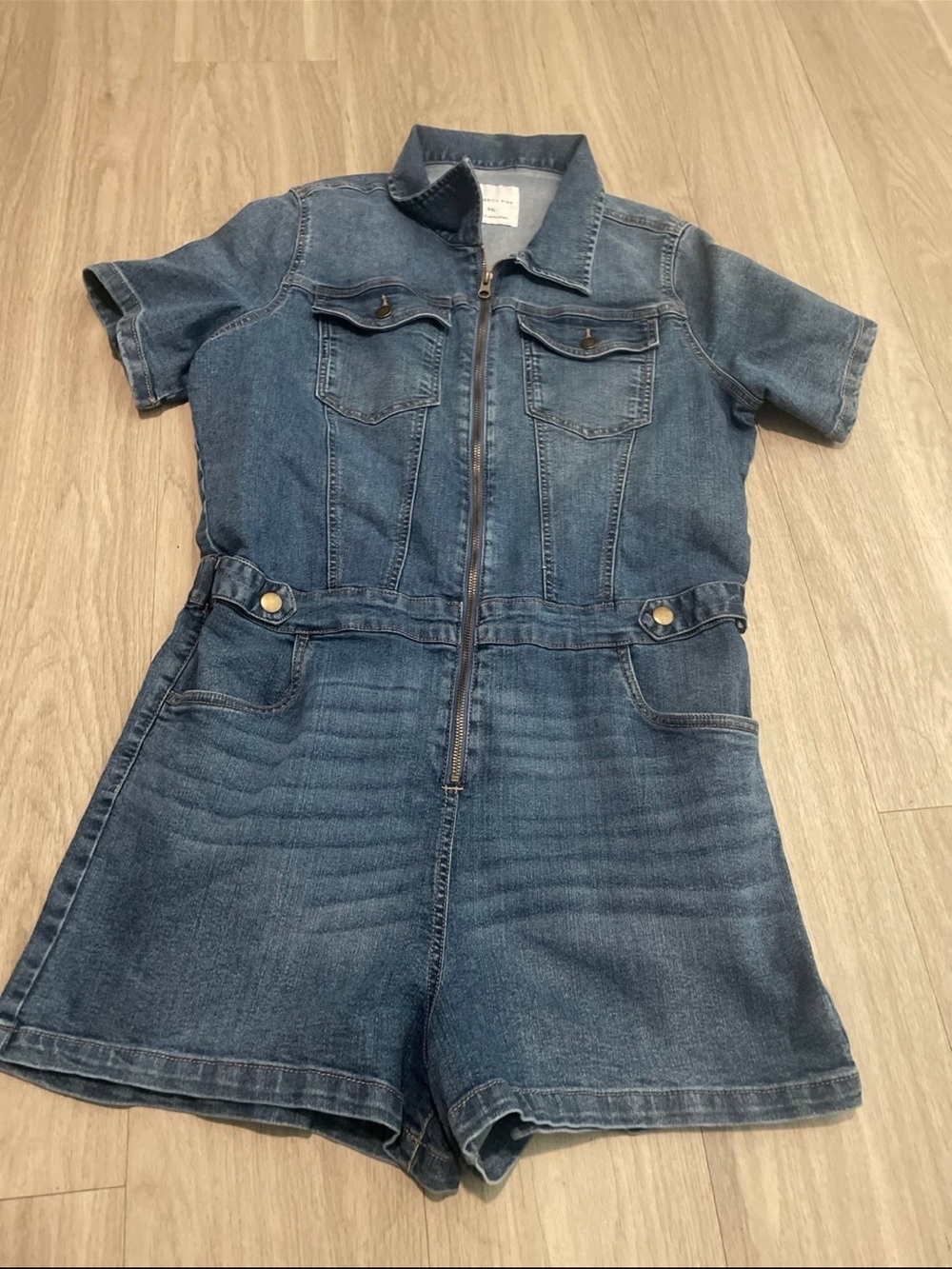 Celebrity Pink Blue Denim Short Sleeve Romper